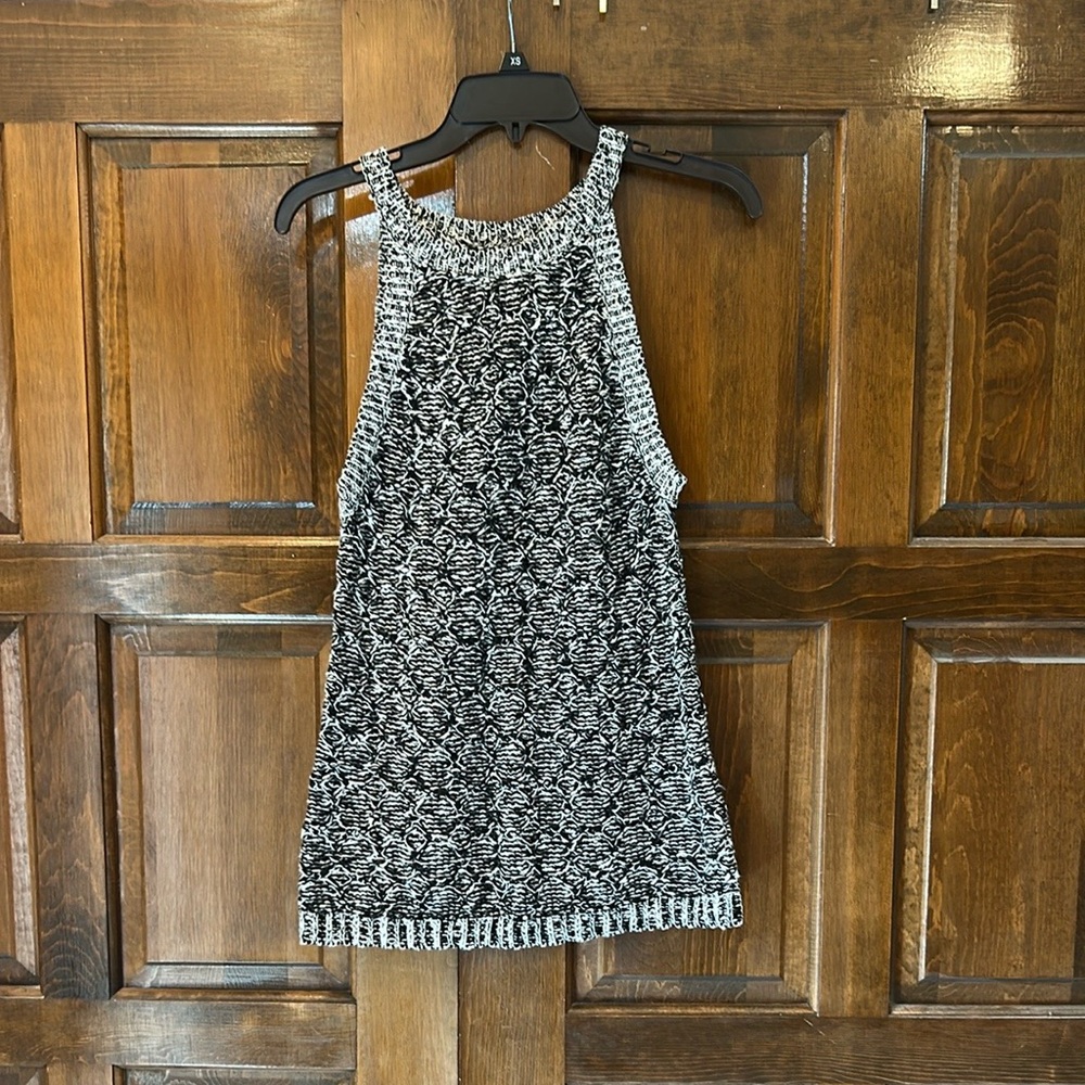 Anthropologie Moth Debussy Marled Sweater Tank Top Small S Black White Knit - Picture 4 of 9